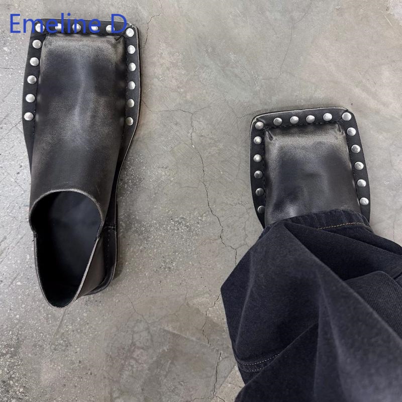Flip Flop Leather Men - Mules unisexes à bout carré en