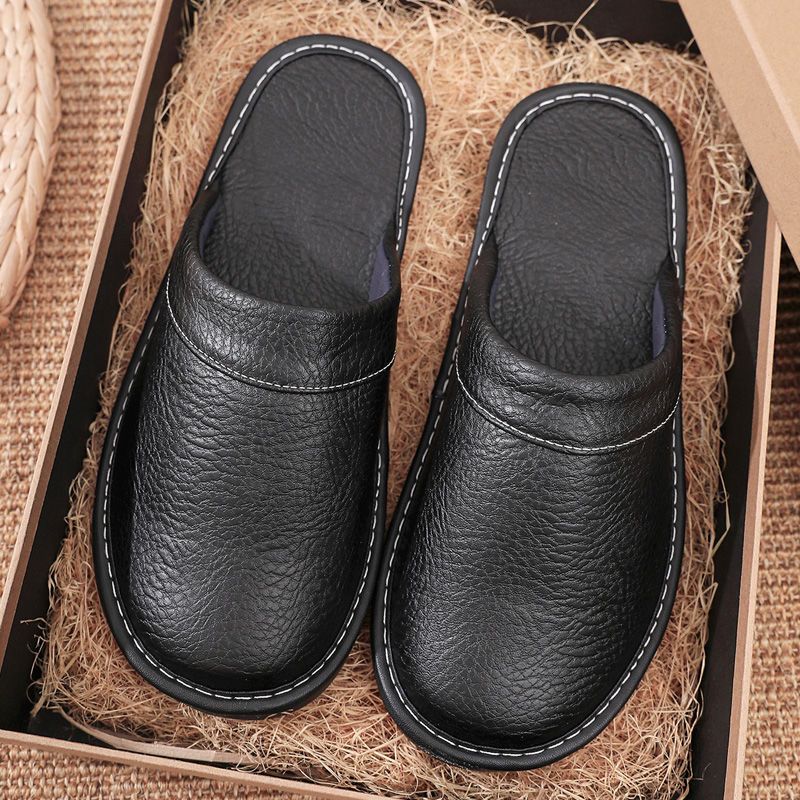 Flip Flop Leather Men - Chaussons d'intérieur en cuir pour hommes