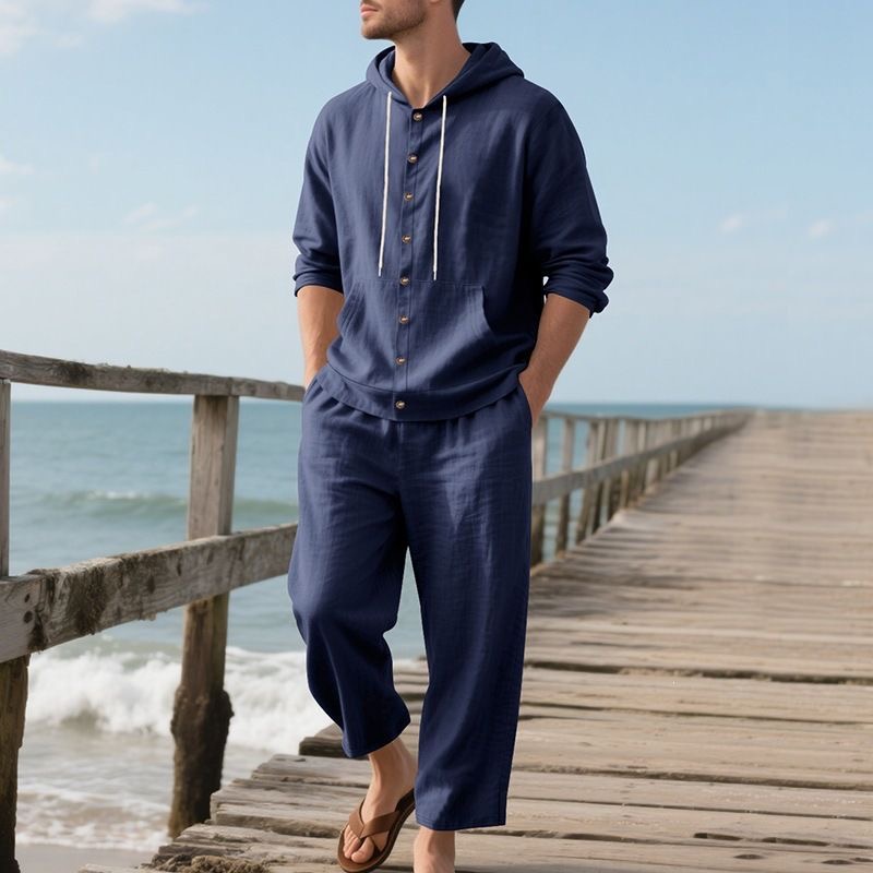Linen Shirt Breathable - Ensemble de plage en lin pour