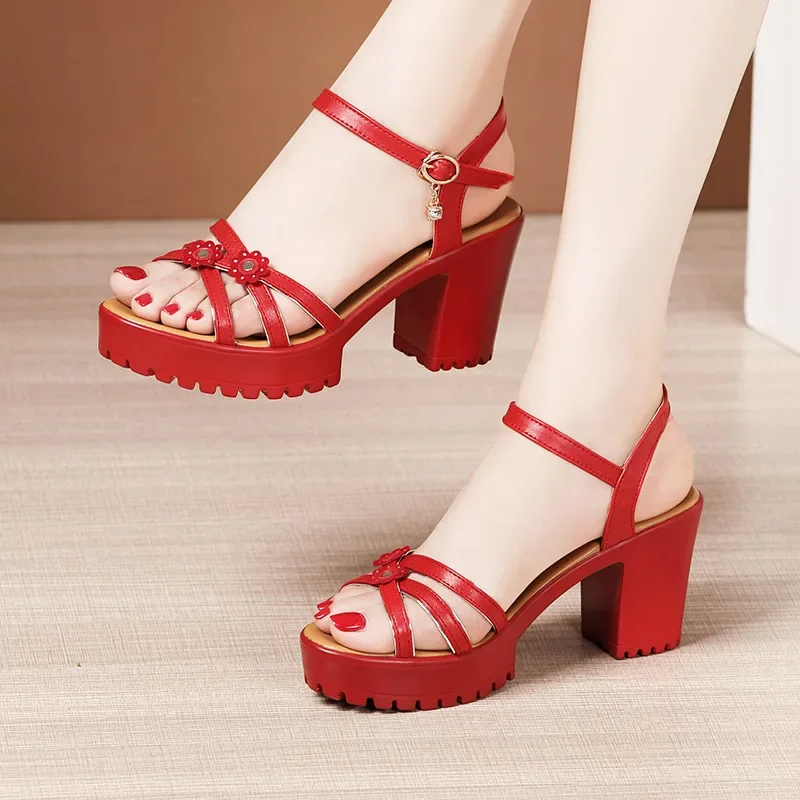 Casual Sandal Leather - Sandales à plateforme élégantes en cuir