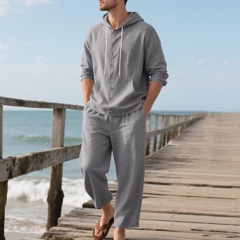Ensemble de plage en lin pour  - Linen Shirt Breathable avis et prix